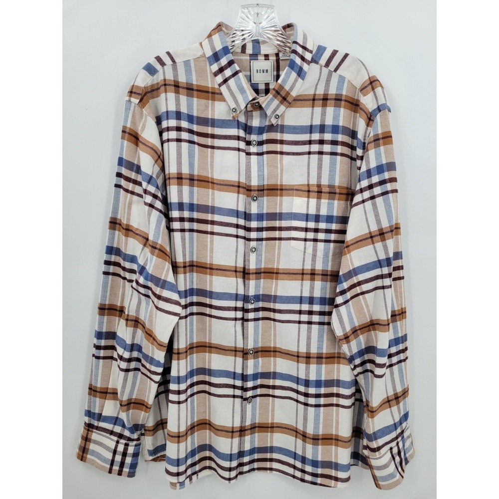 Rowm Men's‎ The Lodge Long Sleeve Button Down Shirt XL Plaid